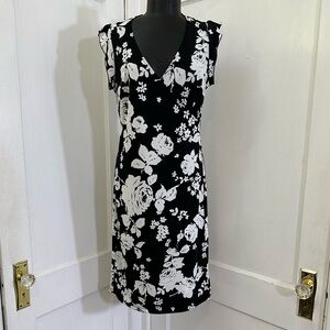 Necessary Objects Black and White Floral Midi Dress